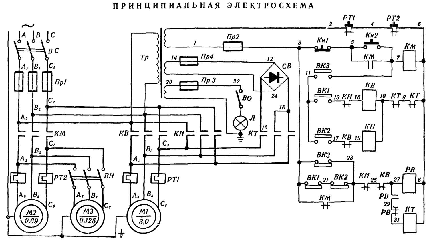 Электрическая принципиальная схема станка 3г71